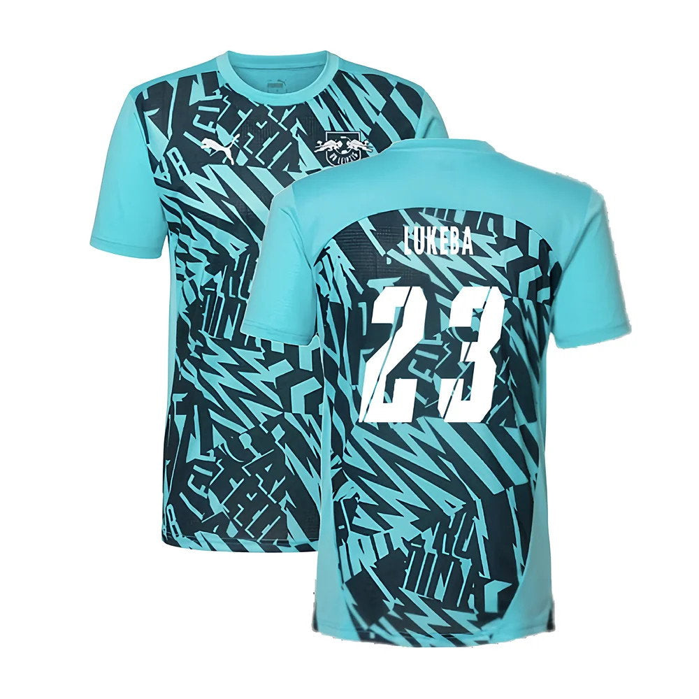 2024-2025 Red Bull Leipzig Pre-Match SS Shirt (Aqua) (Lukeba 23)_0