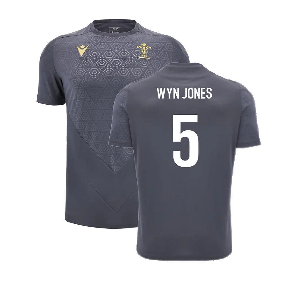 2024-2025 Wales WRU Rugby Training Poly Shirt (Anthracite) - Kids (Wyn Jones 5)_0
