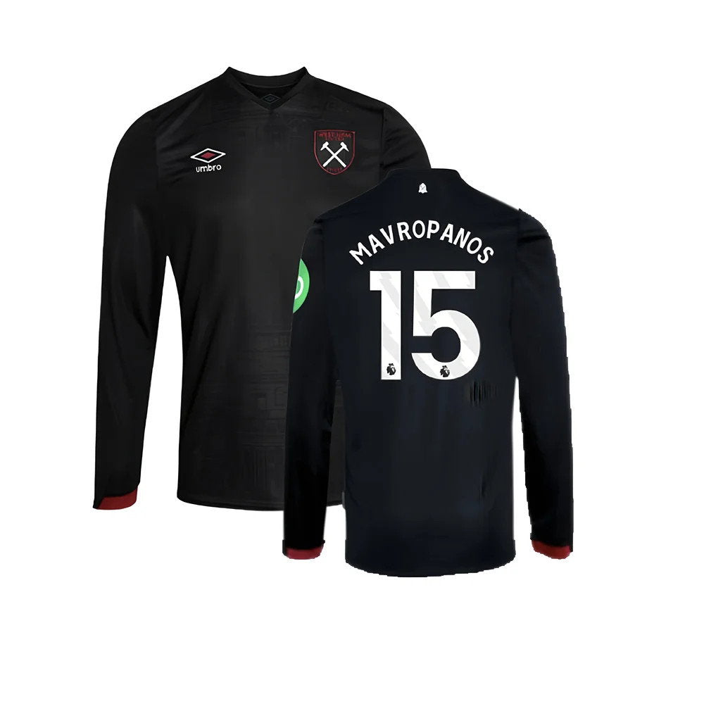 2024-2025 West Ham Long Sleeve Away Shirt (Kids) (Mavropanos 15)_0