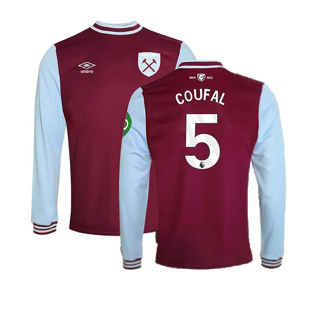 2024-2025 West Ham Long Sleeve Home Shirt (Kids) (Coufal 5)_0
