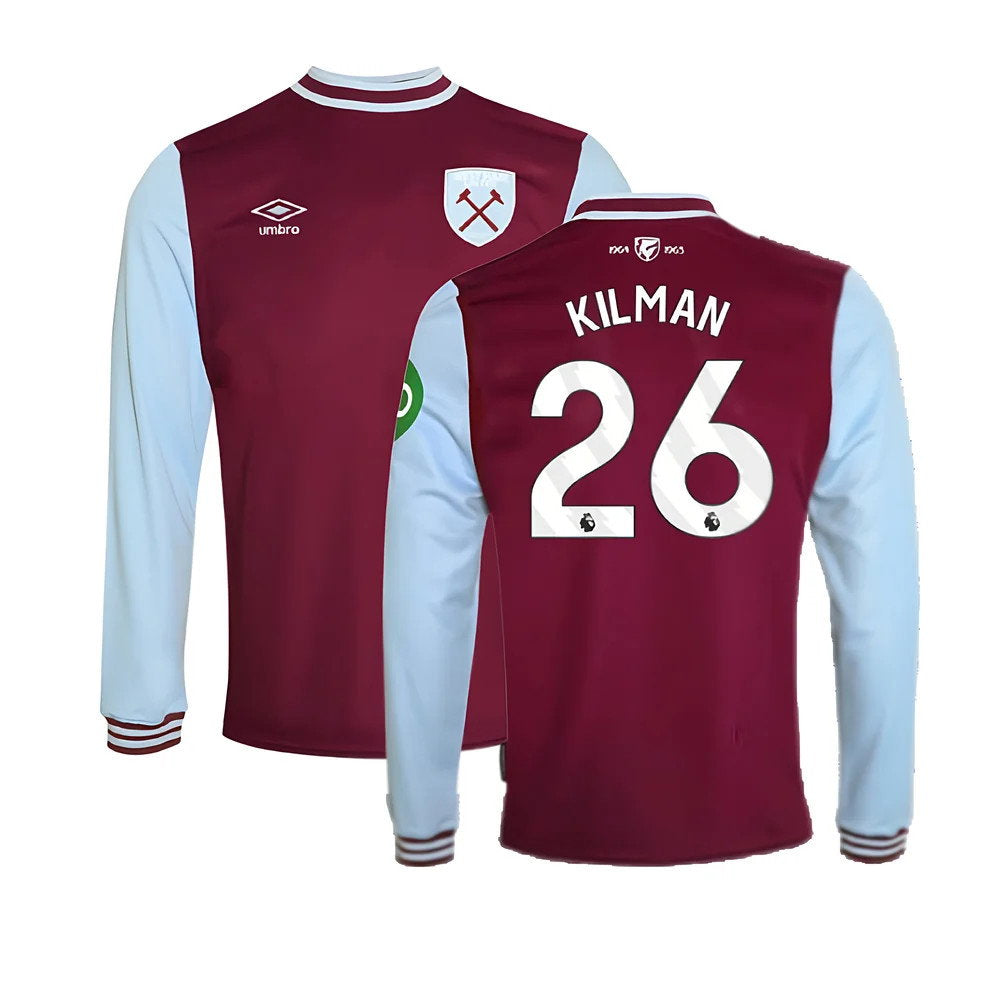 2024-2025 West Ham Long Sleeve Home Shirt (Kids) (Kilman 26)_0