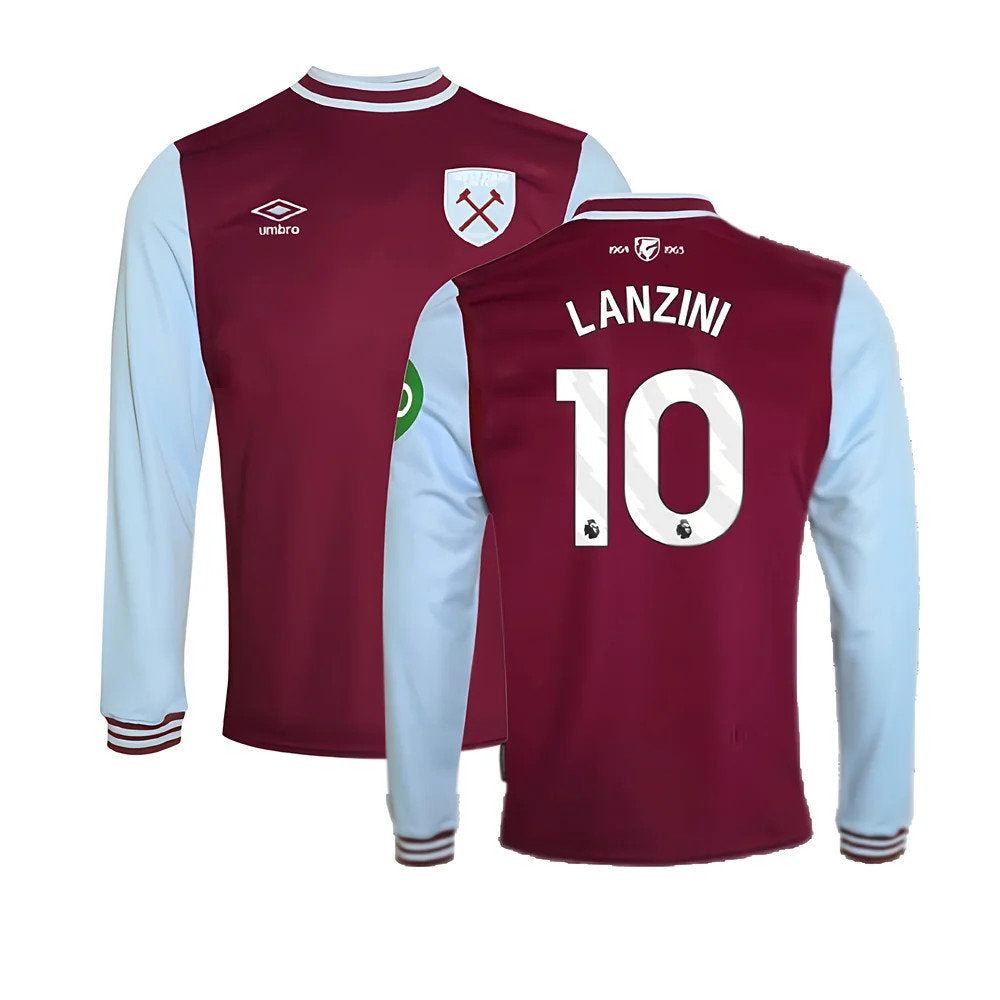 2024-2025 West Ham Long Sleeve Home Shirt (Kids) (Lanzini 10)_0