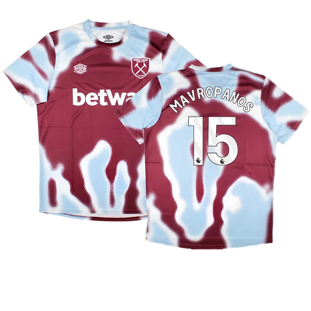 2024-2025 West Ham Warm Up Jersey (New Claret) (Mavropanos 15)_0