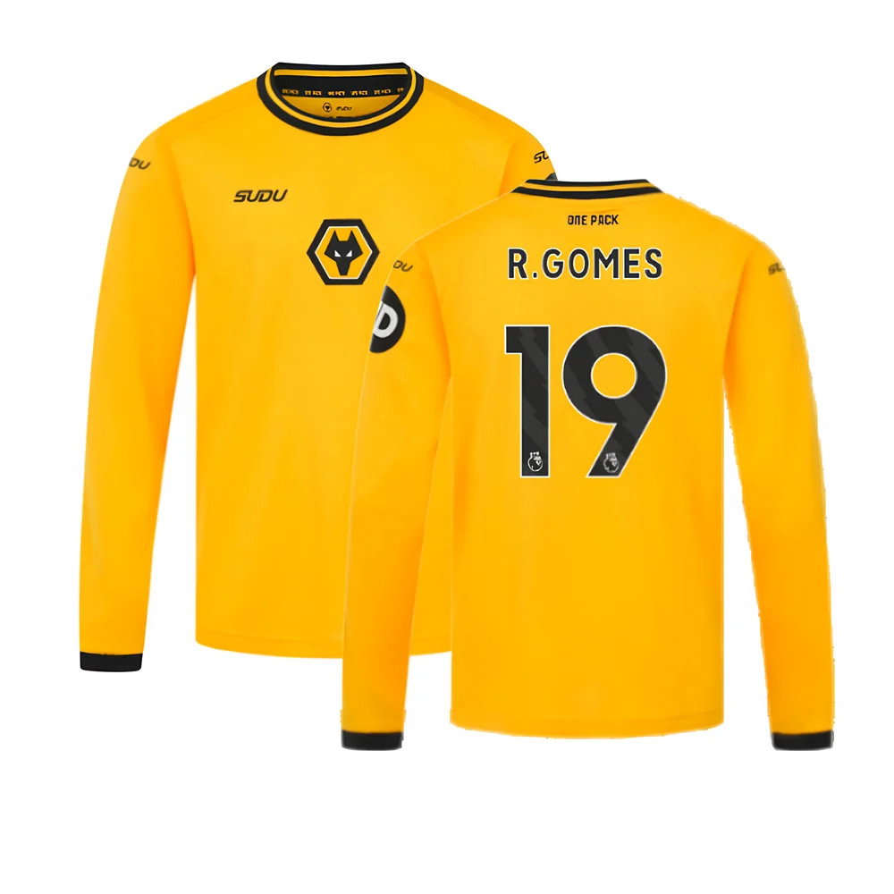 2024-2025 Wolves Long Sleeve Home Shirt (Kids) (R.Gomes 19)_0