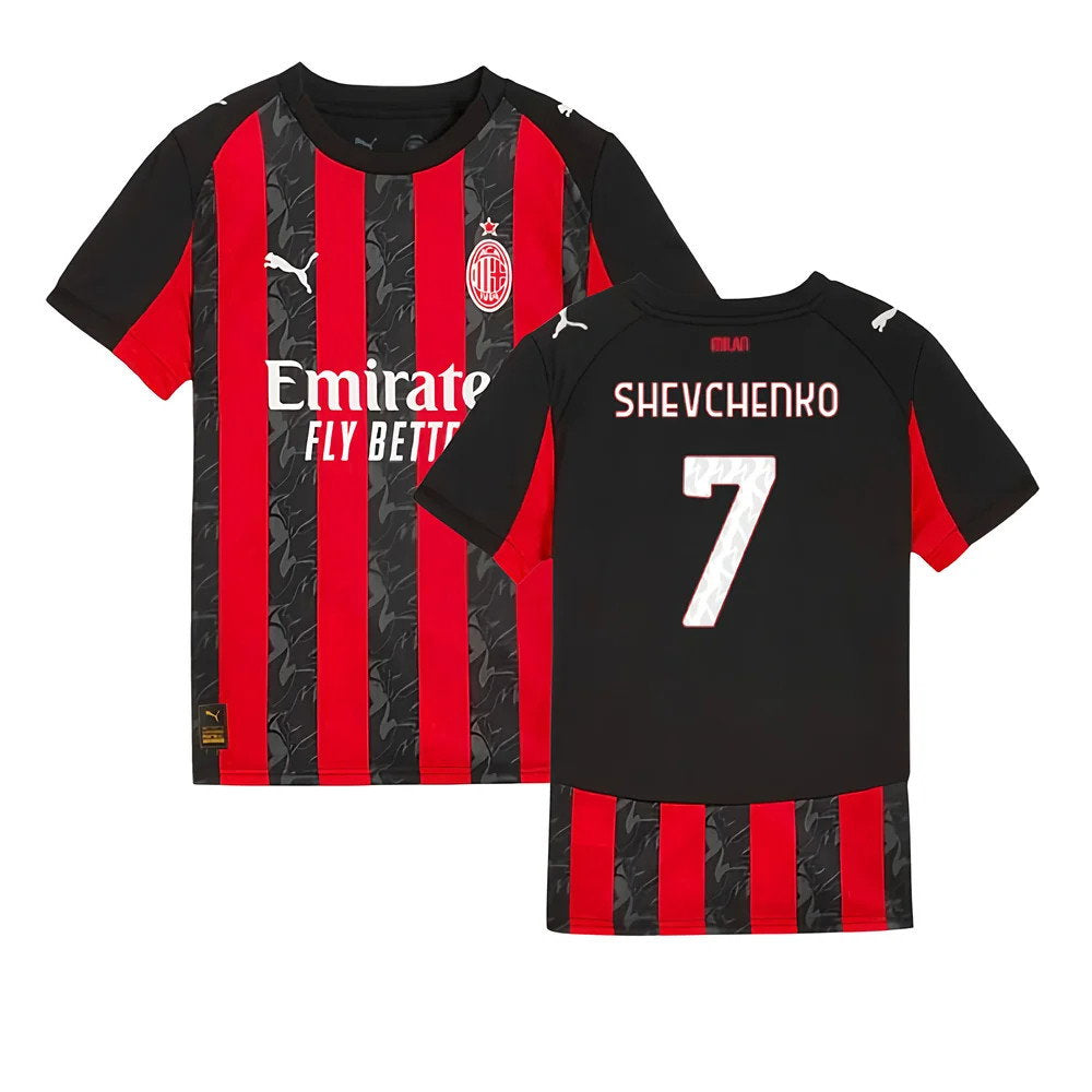 2025-2026 AC Milan Home Shirt (Kids) (Shevchenko 7)_0