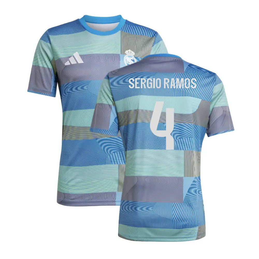 2025-2026 Real Madrid Pre-Match Shirt (Blue) (Sergio Ramos 4)_0