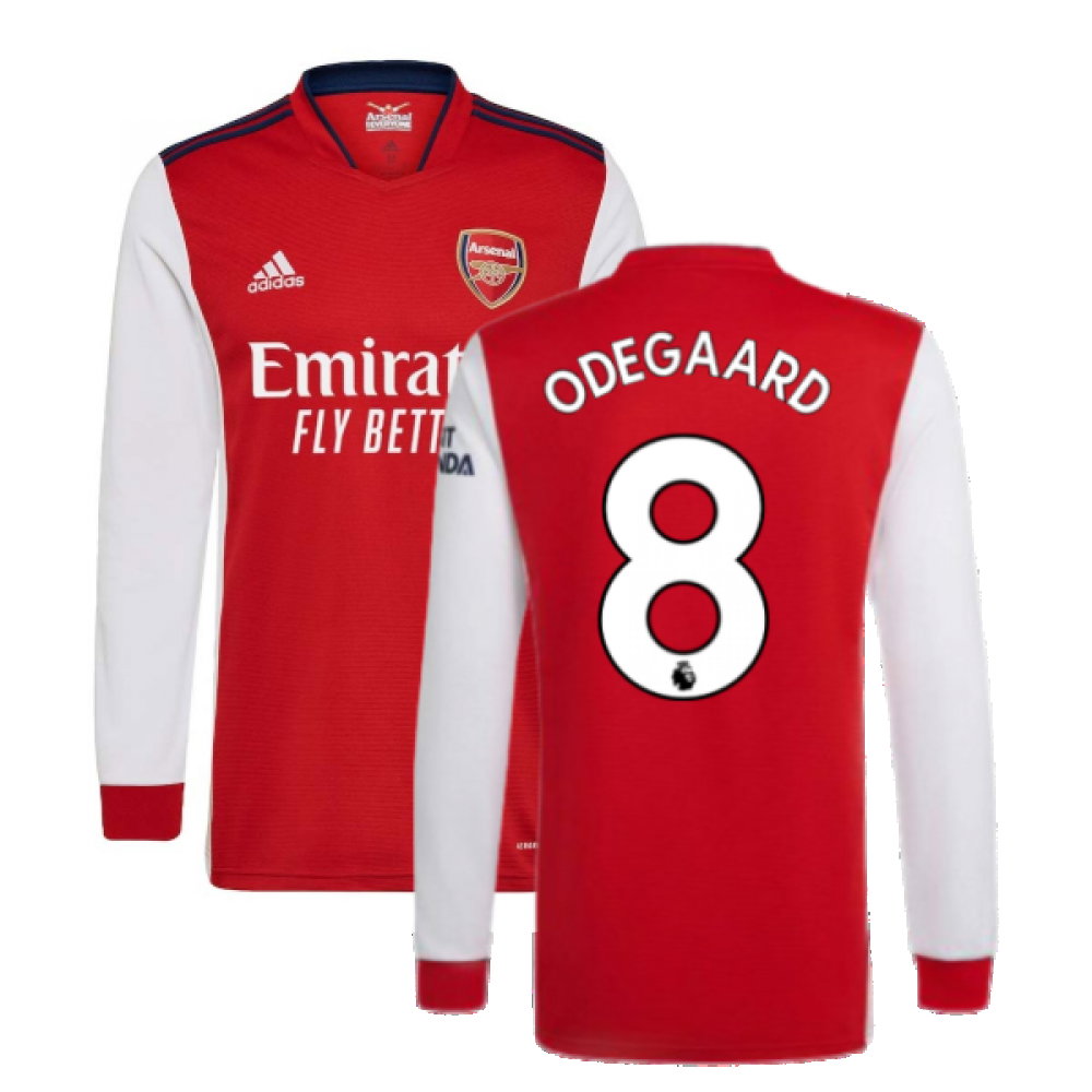 Arsenal 2021-2022 Long Sleeve Home Shirt (ODEGAARD 8)_0