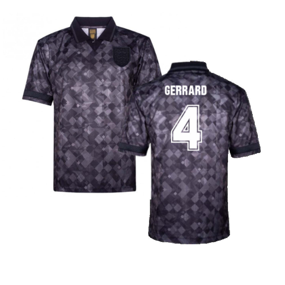 England 1990 Black Out Retro Football Shirt (Gerrard 4)_0