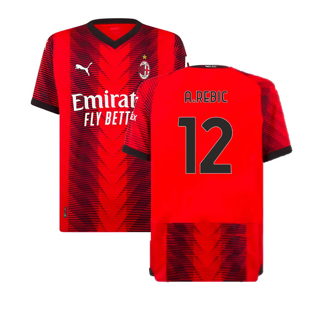 2023-2024 AC Milan Home Authentic Shirt (A.Rebic 12)_0