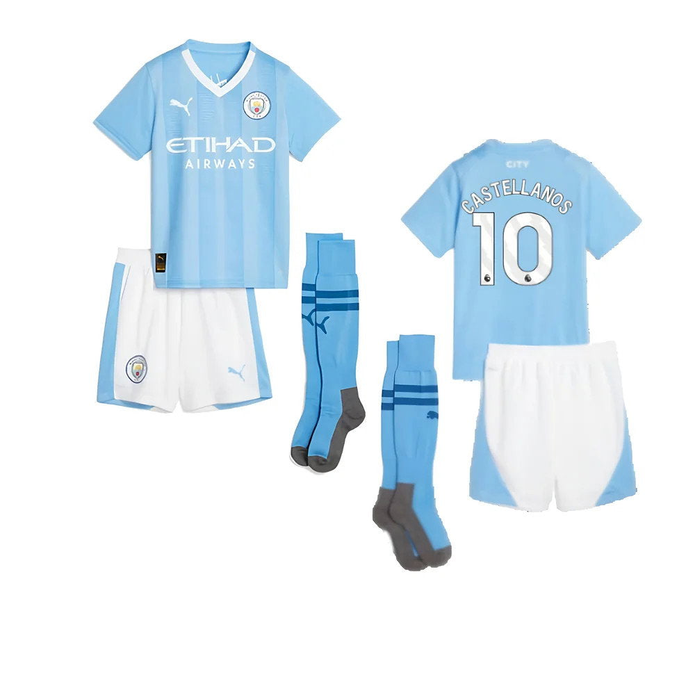 2023-2024 Man City Home Mini Kit (Castellanos 10)_0