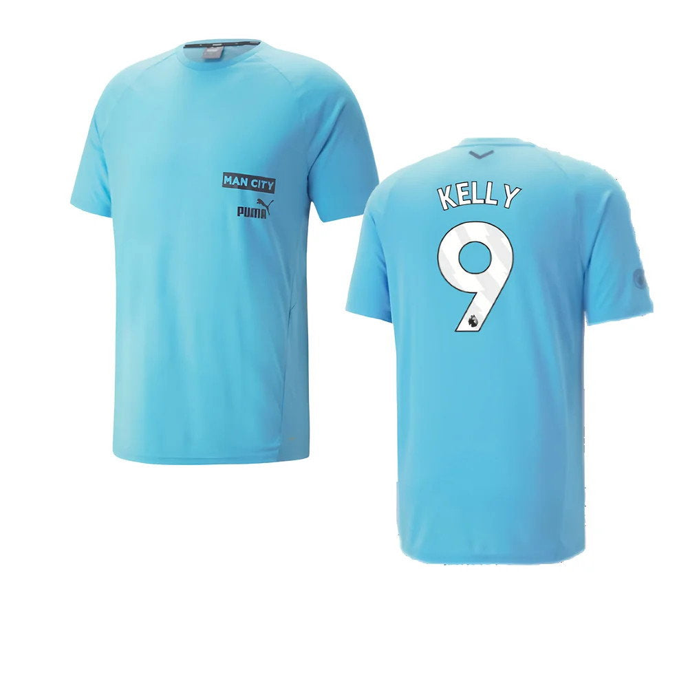 2023-2024 Man City Casuals Tee (Blue Wash) - Kids (Kelly 9)_0