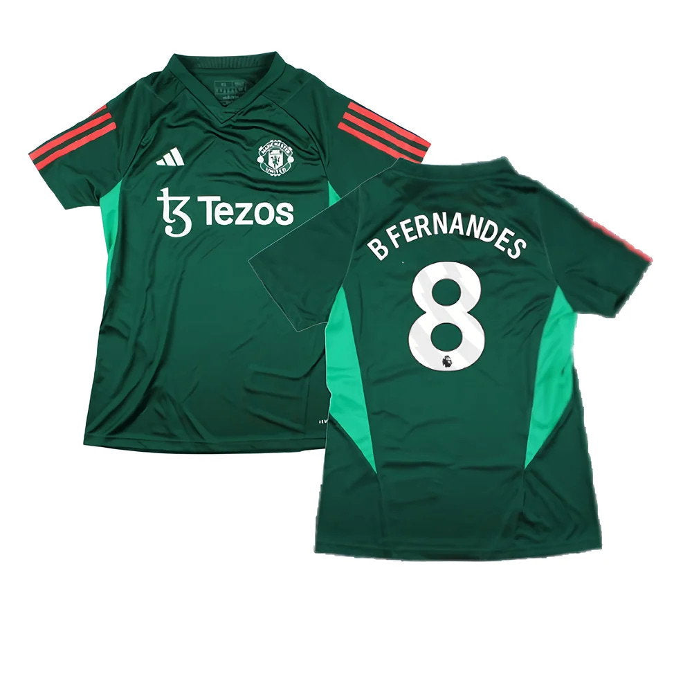 2023-2024 Man Utd Training Shirt (Green) - Ladies (B Fernandes 8)_0
