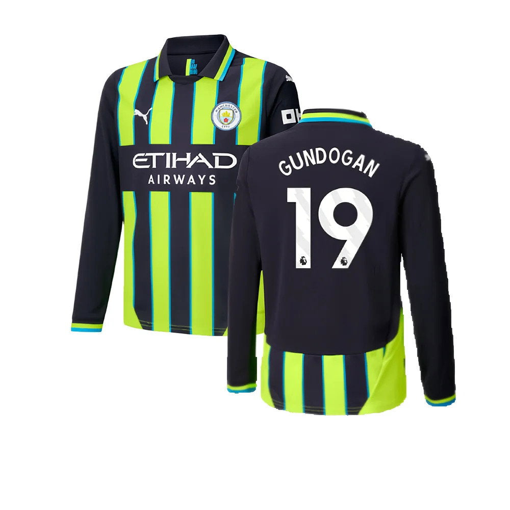 2024-2025 Man City Away Long Sleeve Shirt (Kids) (Gundogan 19)_0