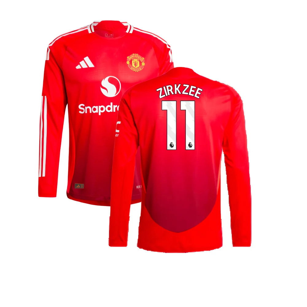 2024-2025 Man Utd Authentic Long Sleeve Home Shirt (Zirkzee 11)_0