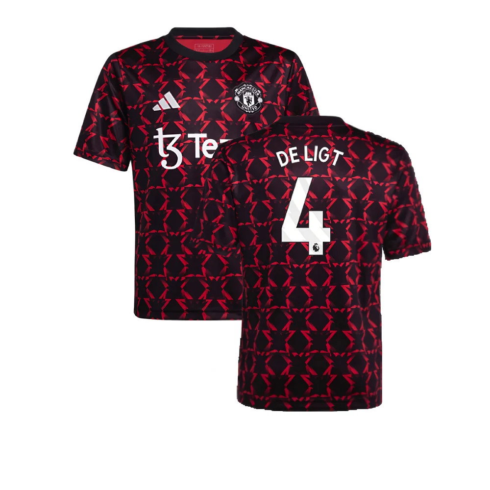 2024-2025 Man Utd Pre-Match Shirt (Black) - Kids (De Ligt 4)_0