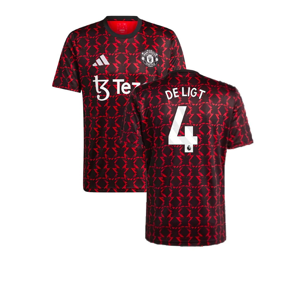 2024-2025 Man Utd Pre-Match Shirt (Black) (De Ligt 4)_0
