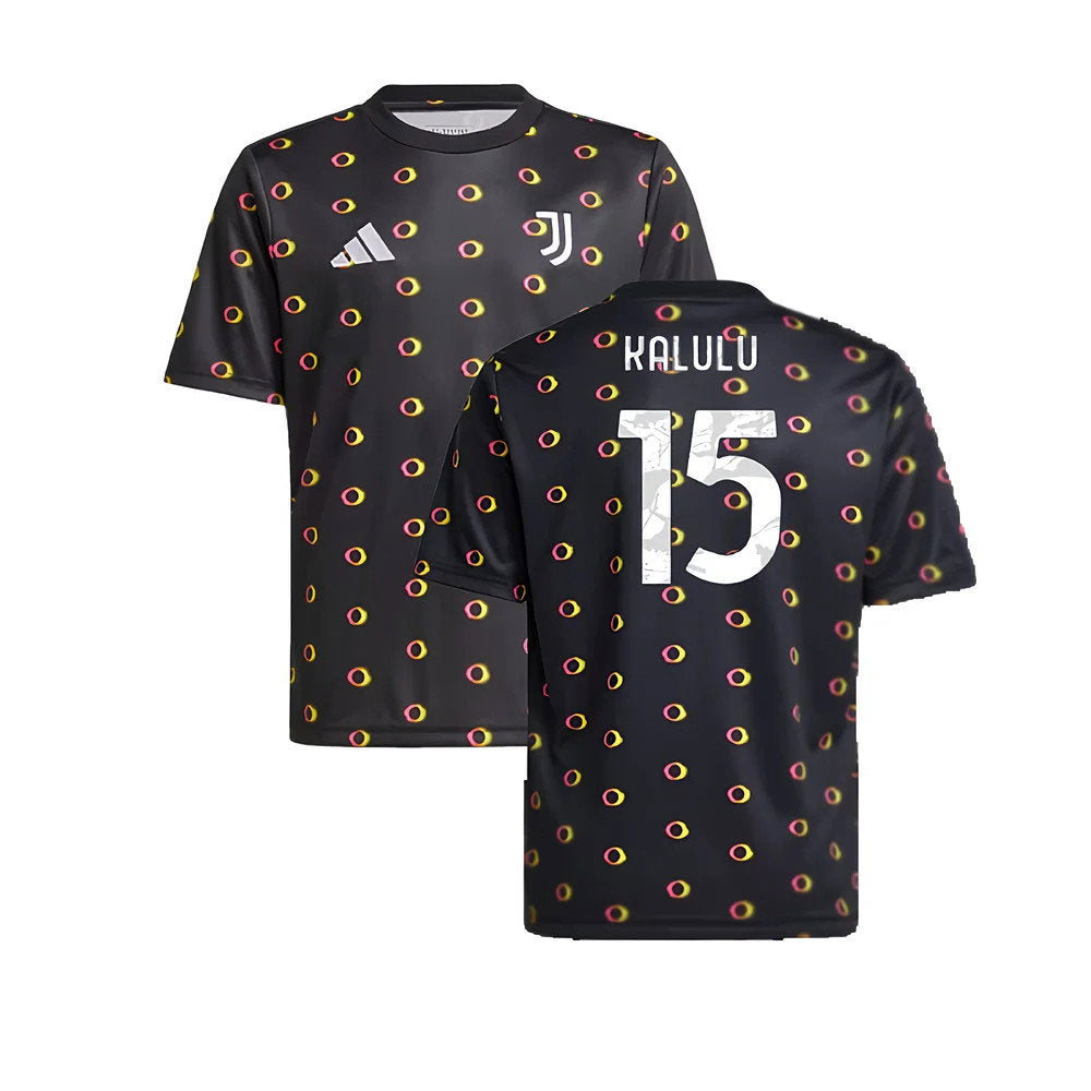 2024-2025 Juventus Pre-Match Shirt (Black) - Kids (Kalulu 15)_0