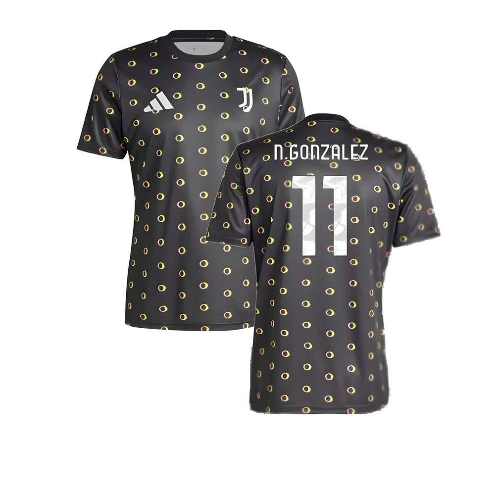 2024-2025 Juventus Pre-Match Shirt (Black) (N.Gonzalez 11)_0