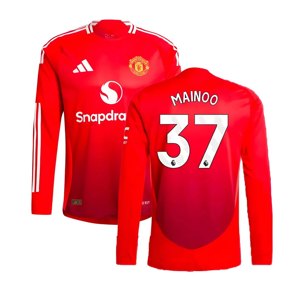 2024-2025 Man Utd Authentic Long Sleeve Home Shirt (Mainoo 37)_0