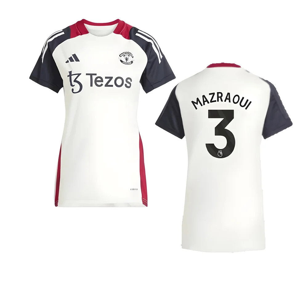 2025 Man Utd Training Jersey (Off White) - Womens (Mazraoui 3)_0