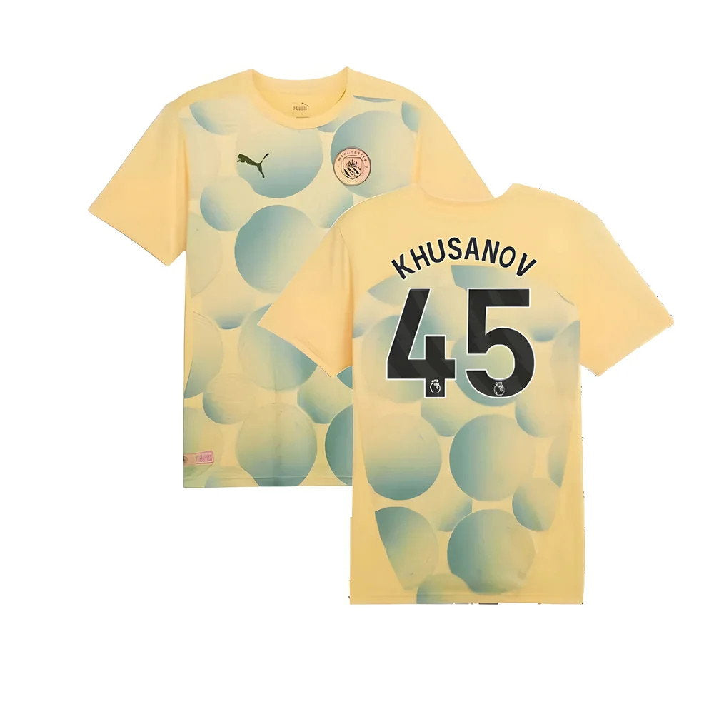 2024-2025 Man City Prematch SS Shirt (Flaxen) - Kids (Khusanov 45)_0