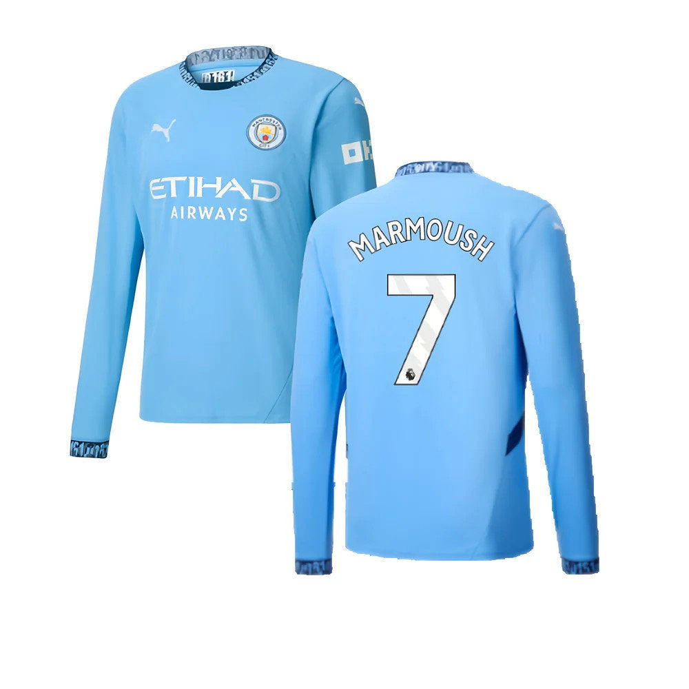 2024-2025 Man City Home Long Sleeve Shirt (Marmoush 7)_0