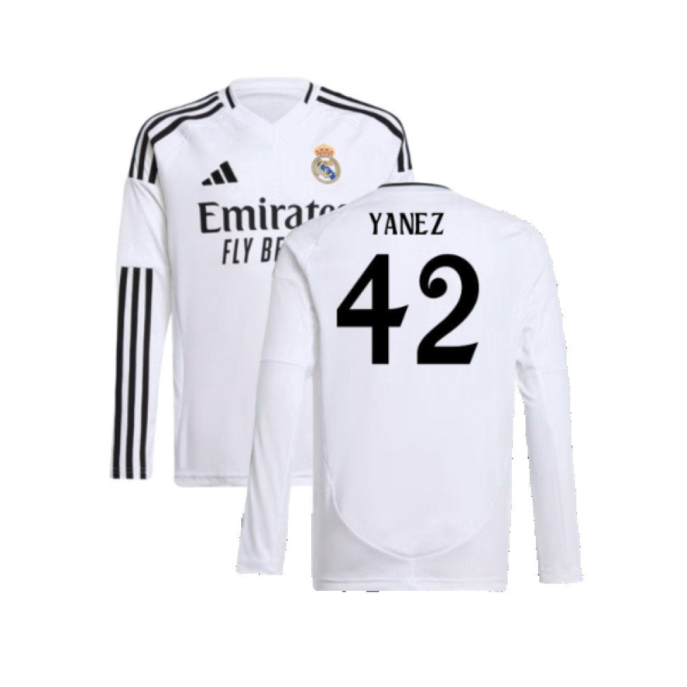 2024-2025 Real Madrid Long Sleeve Home Shirt (Kids) (Yanez 42)_0