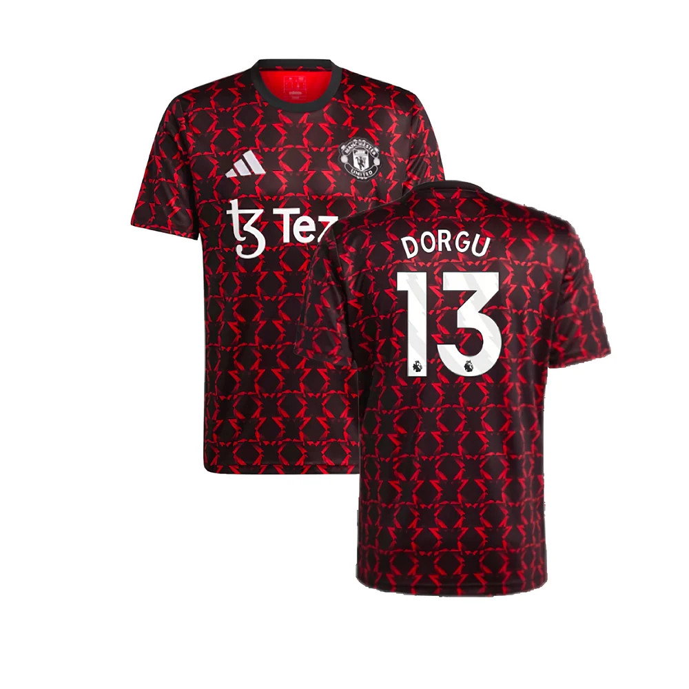 2024-2025 Man Utd Pre-Match Shirt (Black) (Dorgu 13)_0