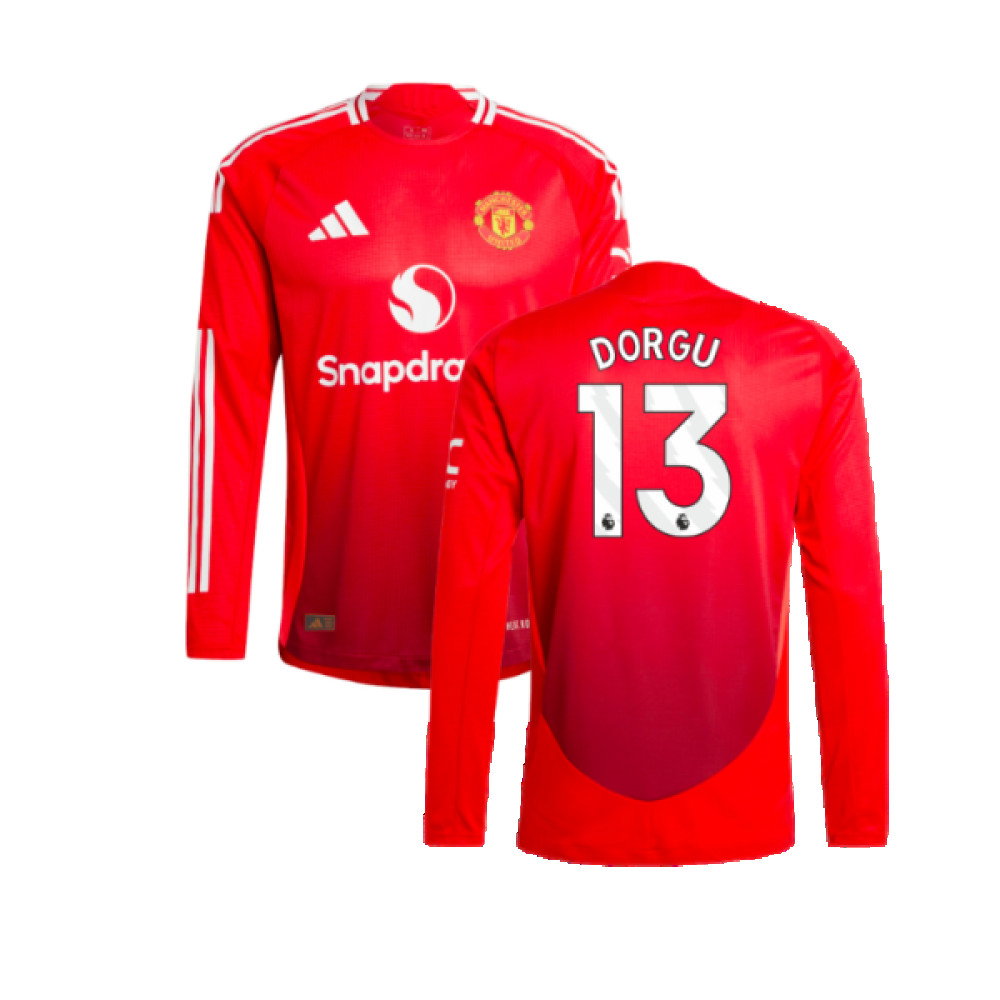 2024-2025 Man Utd Authentic Long Sleeve Home Shirt (Dorgu 13)_0