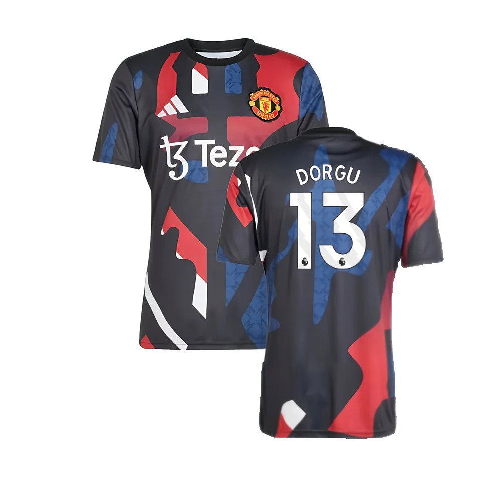 2024-2025 Man Utd Pre-Match Jersey (Black) (Dorgu 13)_0