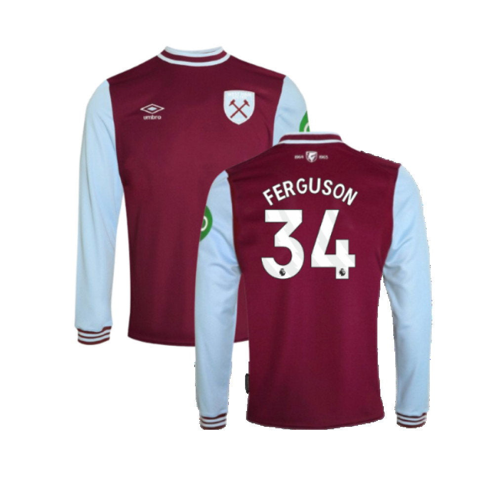 2024-2025 West Ham Long Sleeve Home Shirt (Kids) (Ferguson 34)_0