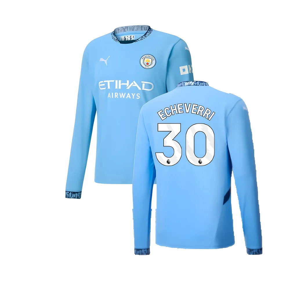 2024-2025 Man City Home Long Sleeve Shirt (Echeverri 30)_0