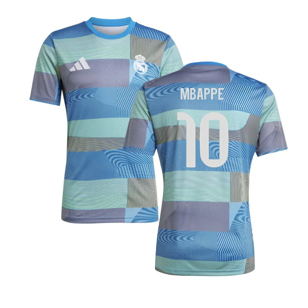 2025-2026 Real Madrid Pre-Match Shirt (Blue) (Mbappe 10)_0