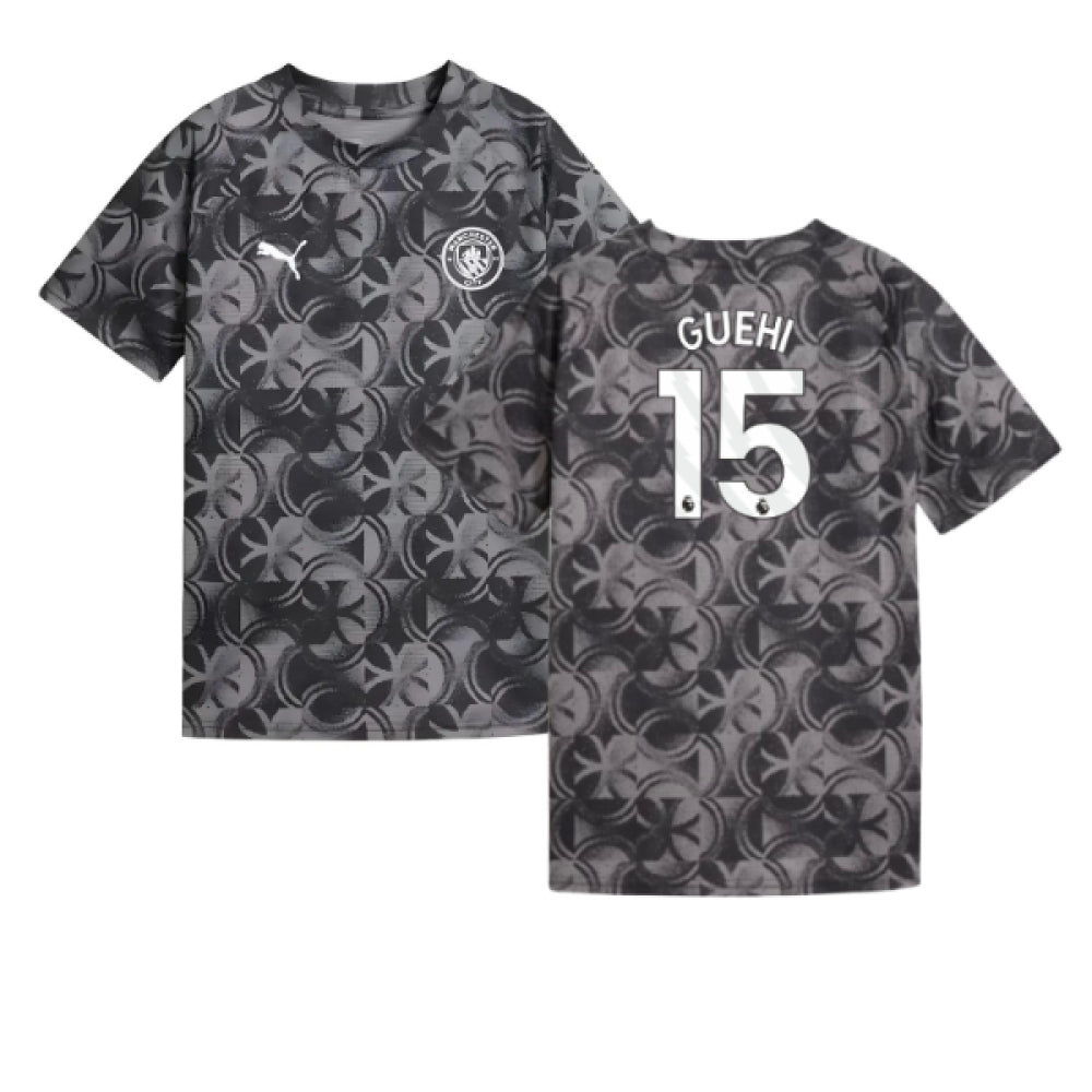 2025-2026 Man City Warm Up Jersey (Black) - Kids (Guehi 15)_0