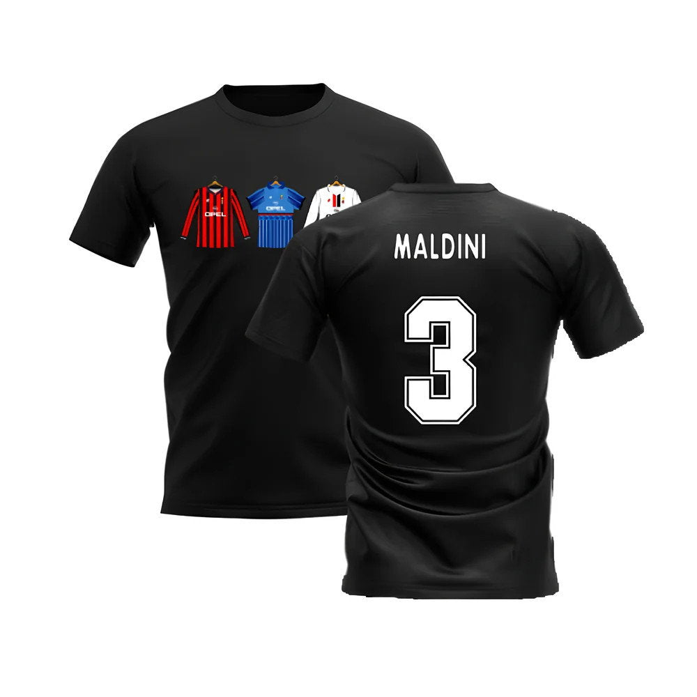 AC Milan 1995-1996 Retro Shirt T-shirt (Black) (MALDINI 3)_0