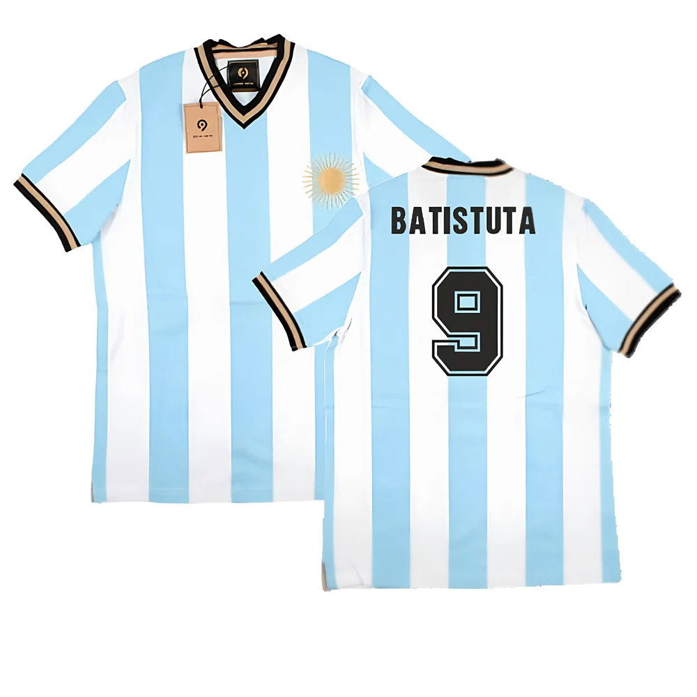 False Nein Argentina Home Vintage Shirt (BATISTUTA 9)_0