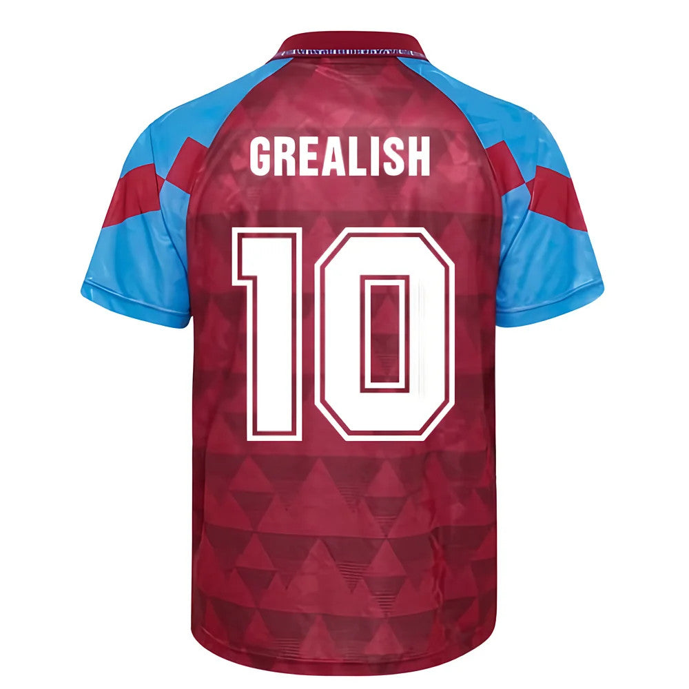 Score Draw Aston Villa 1990 Retro Football Shirt (Grealish 10)_0
