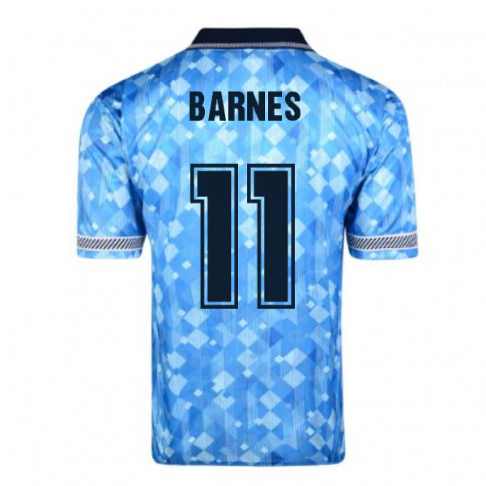 Score Draw England 1990 Third World Cup Finals Retro Football Shirt (Barnes 11)_0