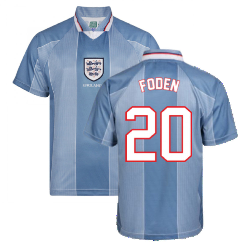 Score Draw England 1996 Away Euro Championship Retro Football Shirt (Foden 20)_0