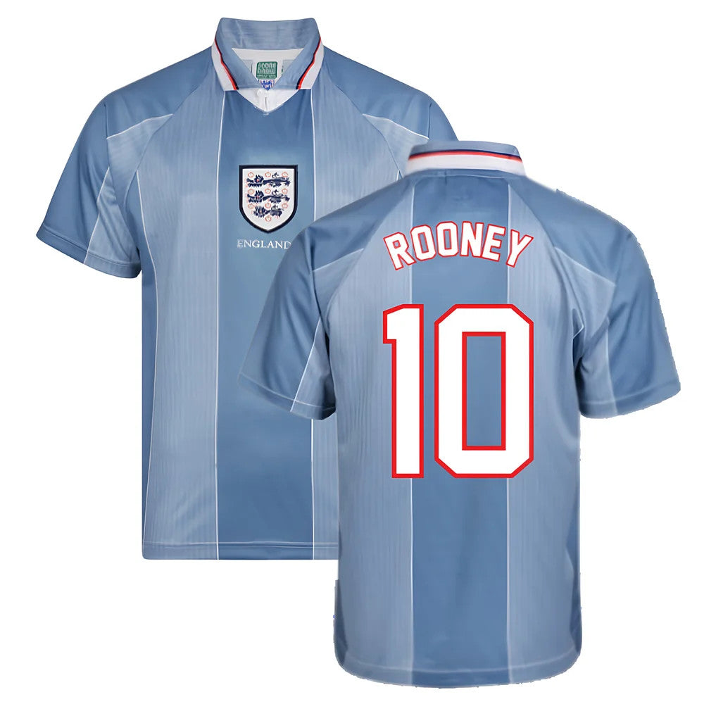 Score Draw England 1996 Away Euro Championship Retro Football Shirt (ROONEY 10)_0