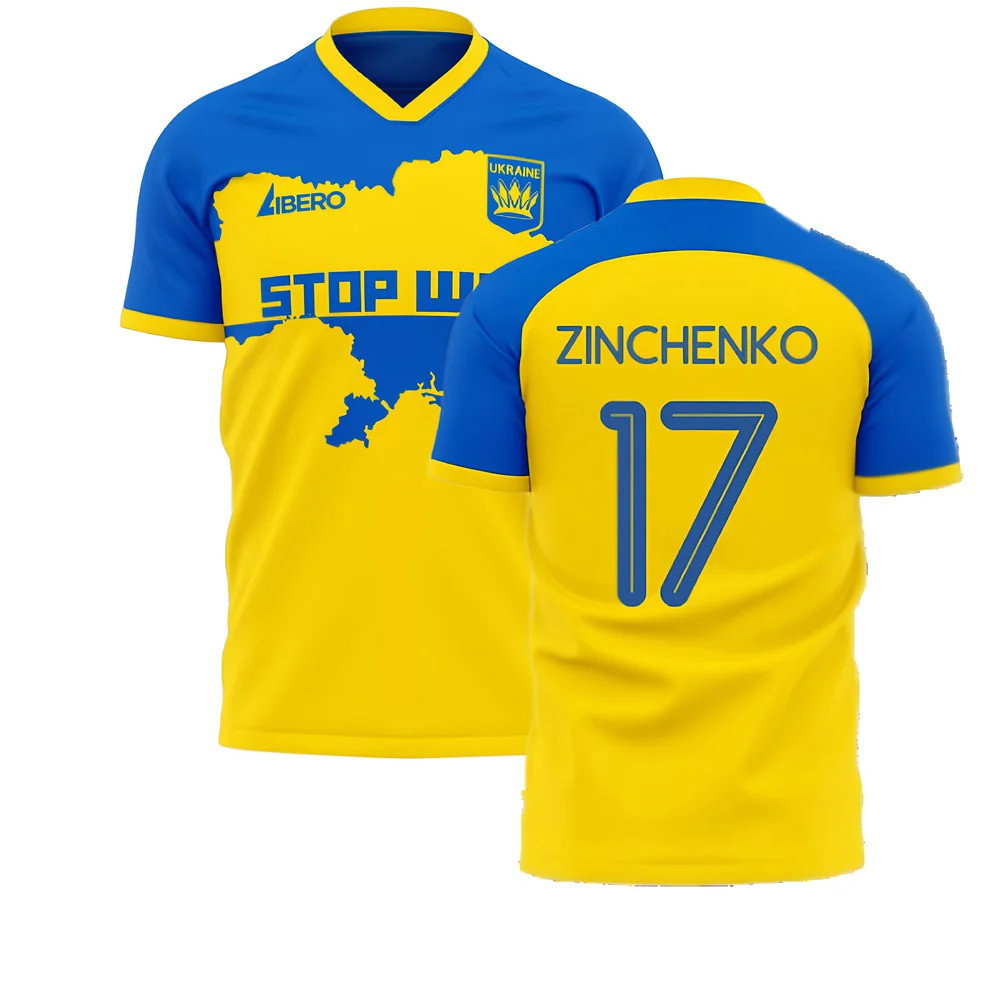 Ukraine Stop War Concept Football Kit (Libero) - Yellow (ZINCHENKO 17)_0
