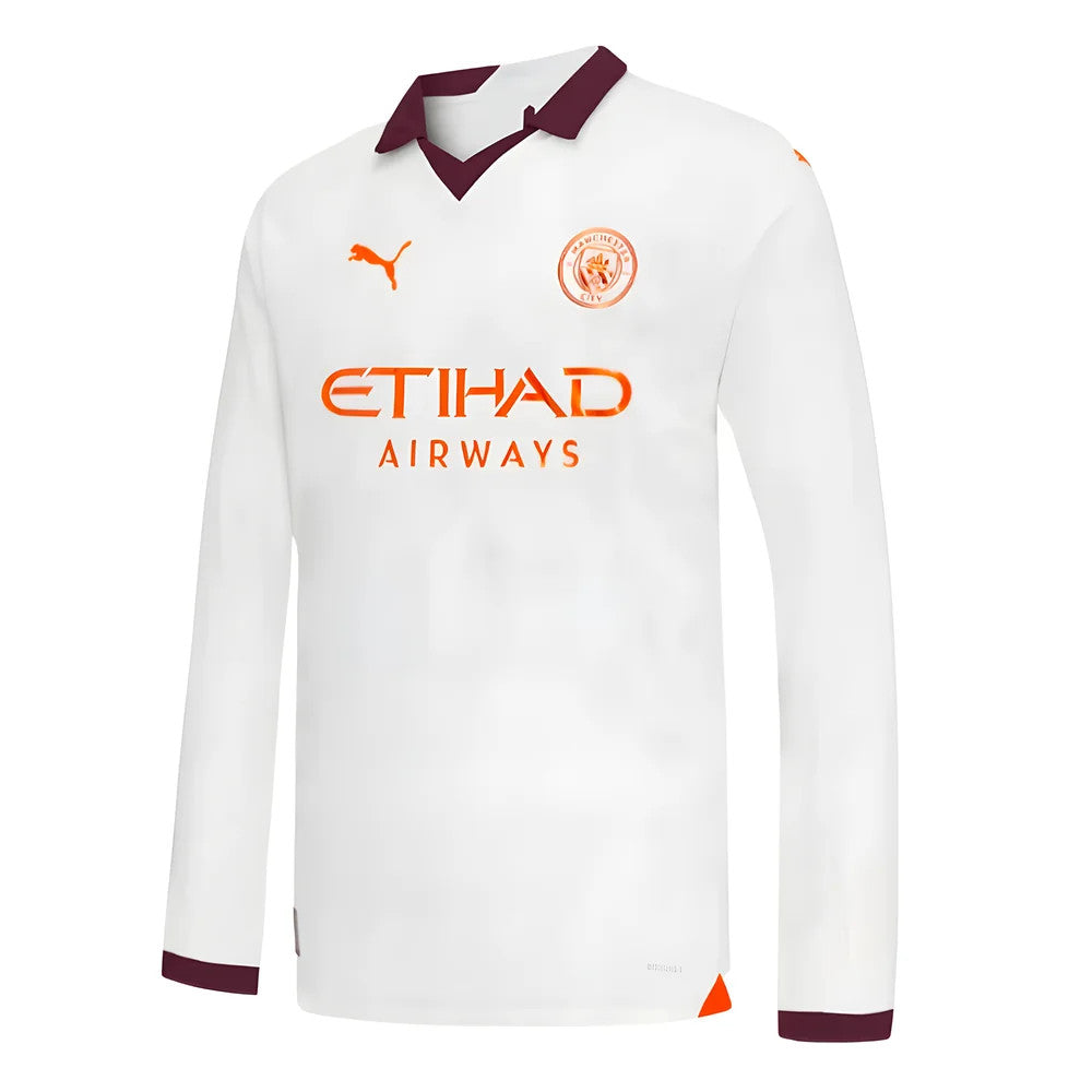 2023-2024 Man City Long Sleeve Away Shirt (Kids)_0