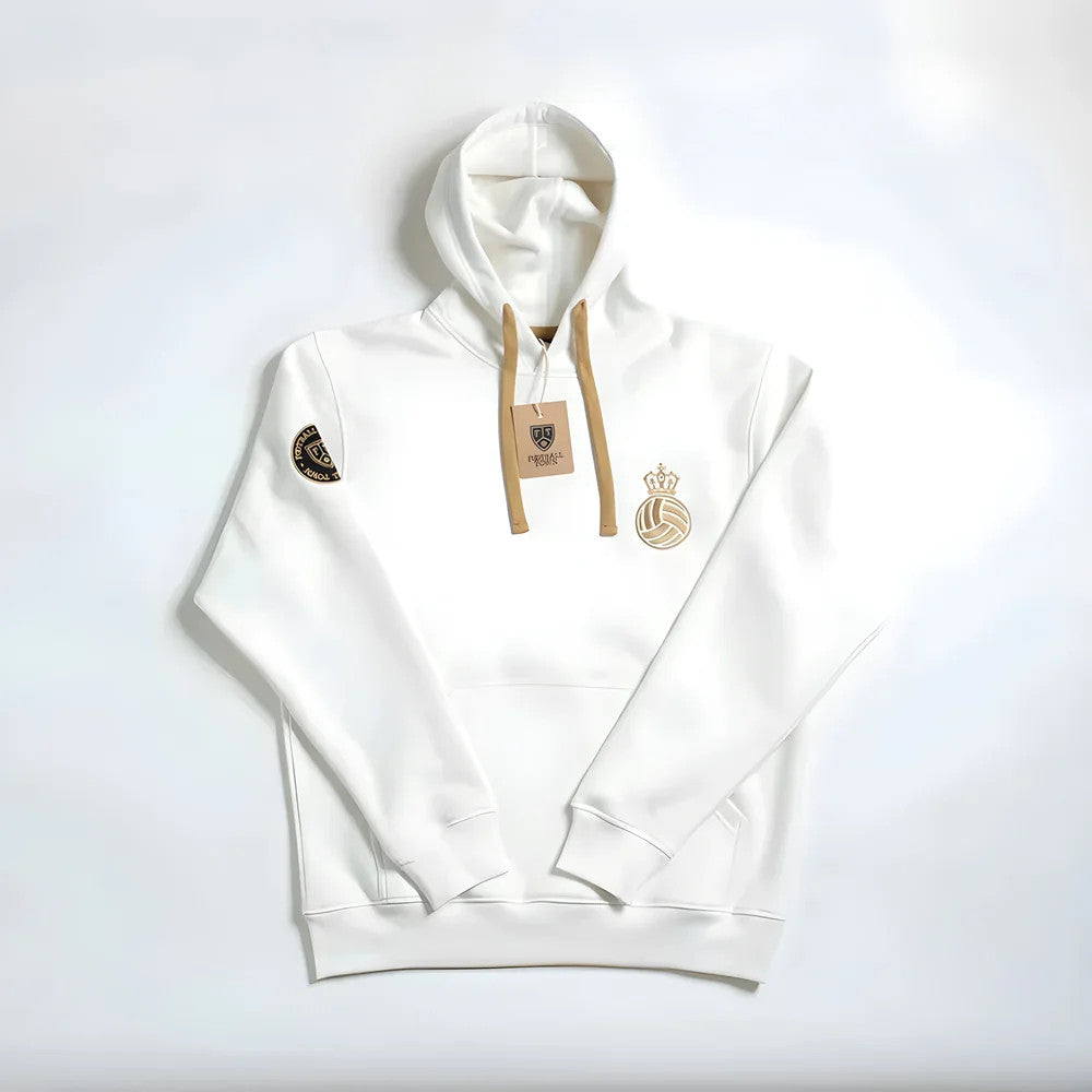 Madrid Corona Retro Football Hoodie (White)_0