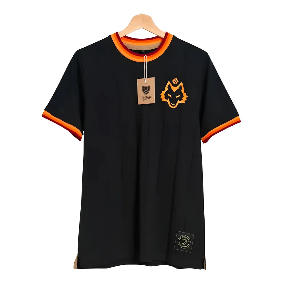 Roma Lupa Black Retro Football Shirt_0