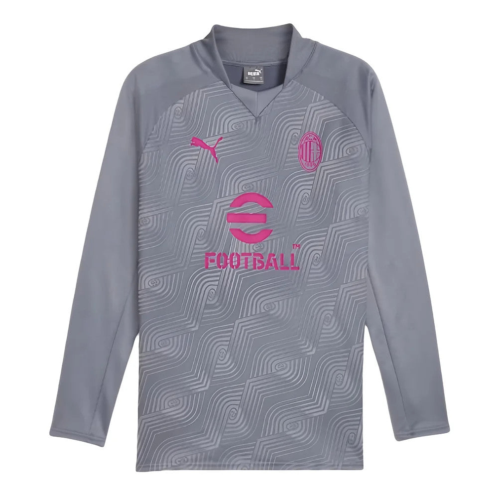 2023-2024 AC Milan Prematch LS Sweat Top (Gray Tile)_0