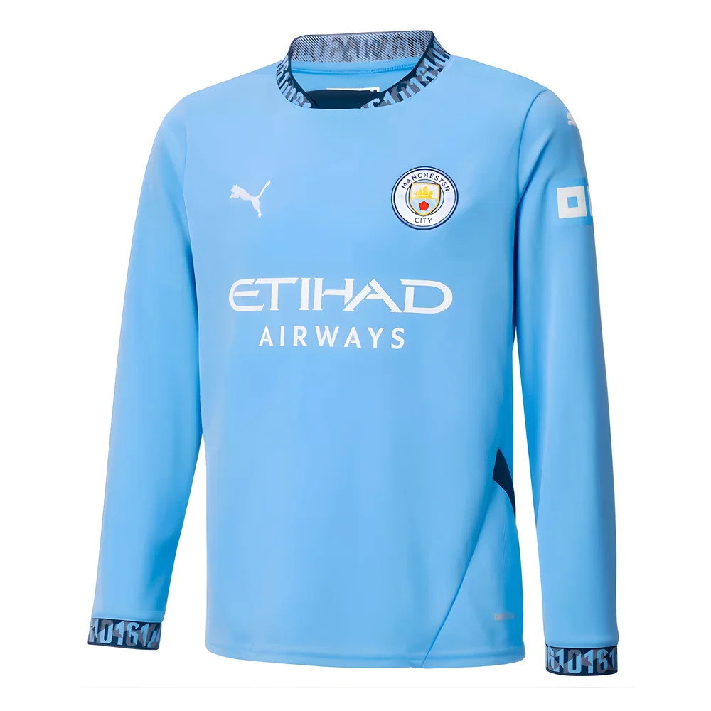 2024-2025 Man City Home Long Sleeve Shirt (Kids) (Richards 2)_3