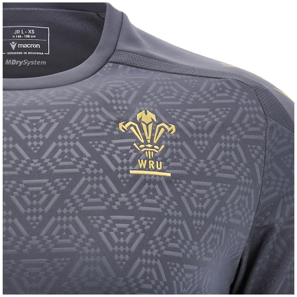 2024-2025 Wales WRU Rugby Training Poly Shirt (Anthracite) - Kids (Wyn Jones 5)_4