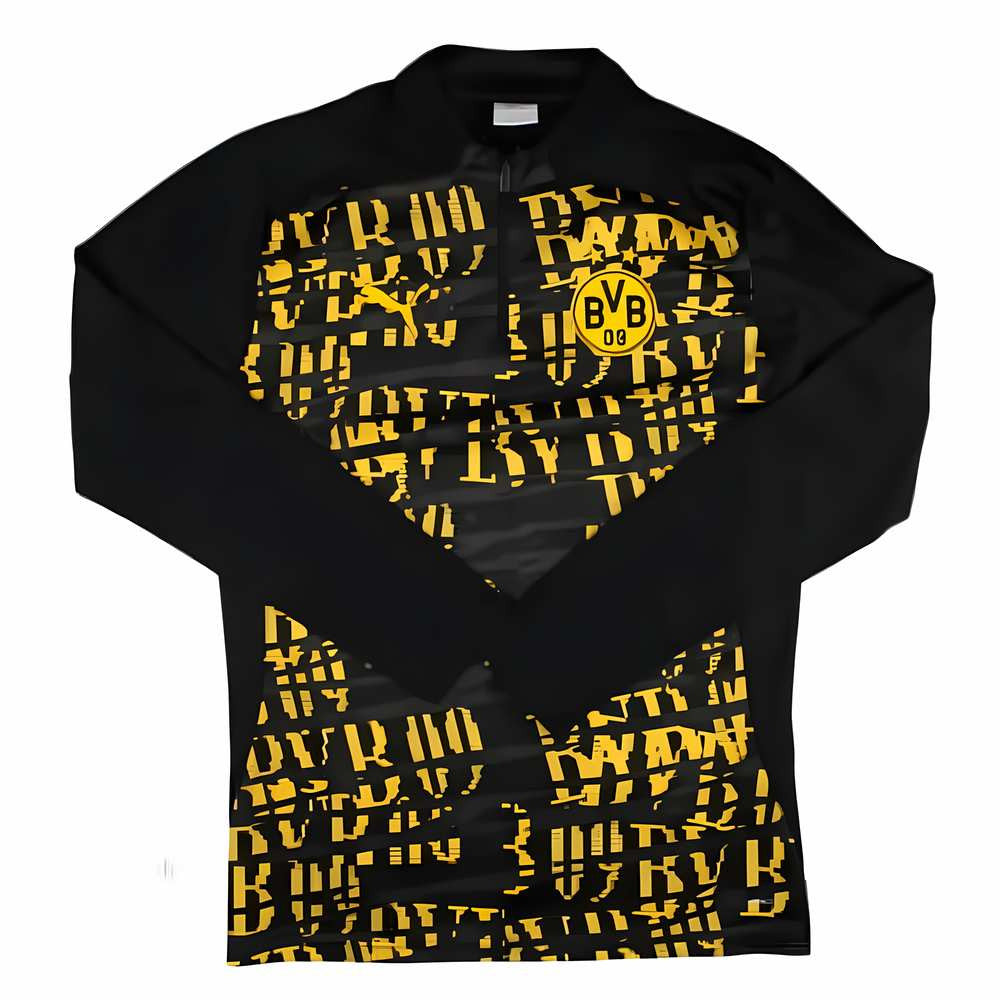 2024-2025 Borussia Dortmund Prematch 1/4 Zip Top (Black)_0