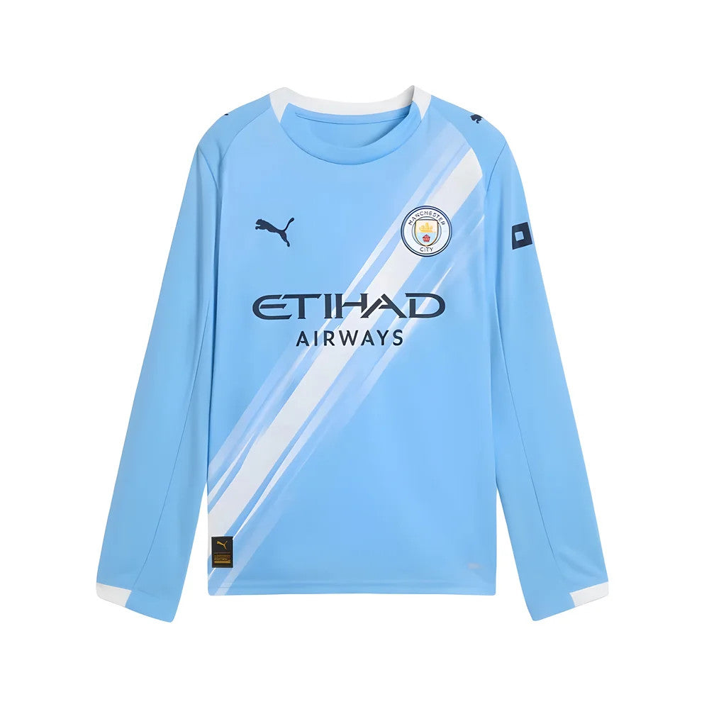 2025-2026 Man City Long Sleeve Home Shirt (Kids)_0