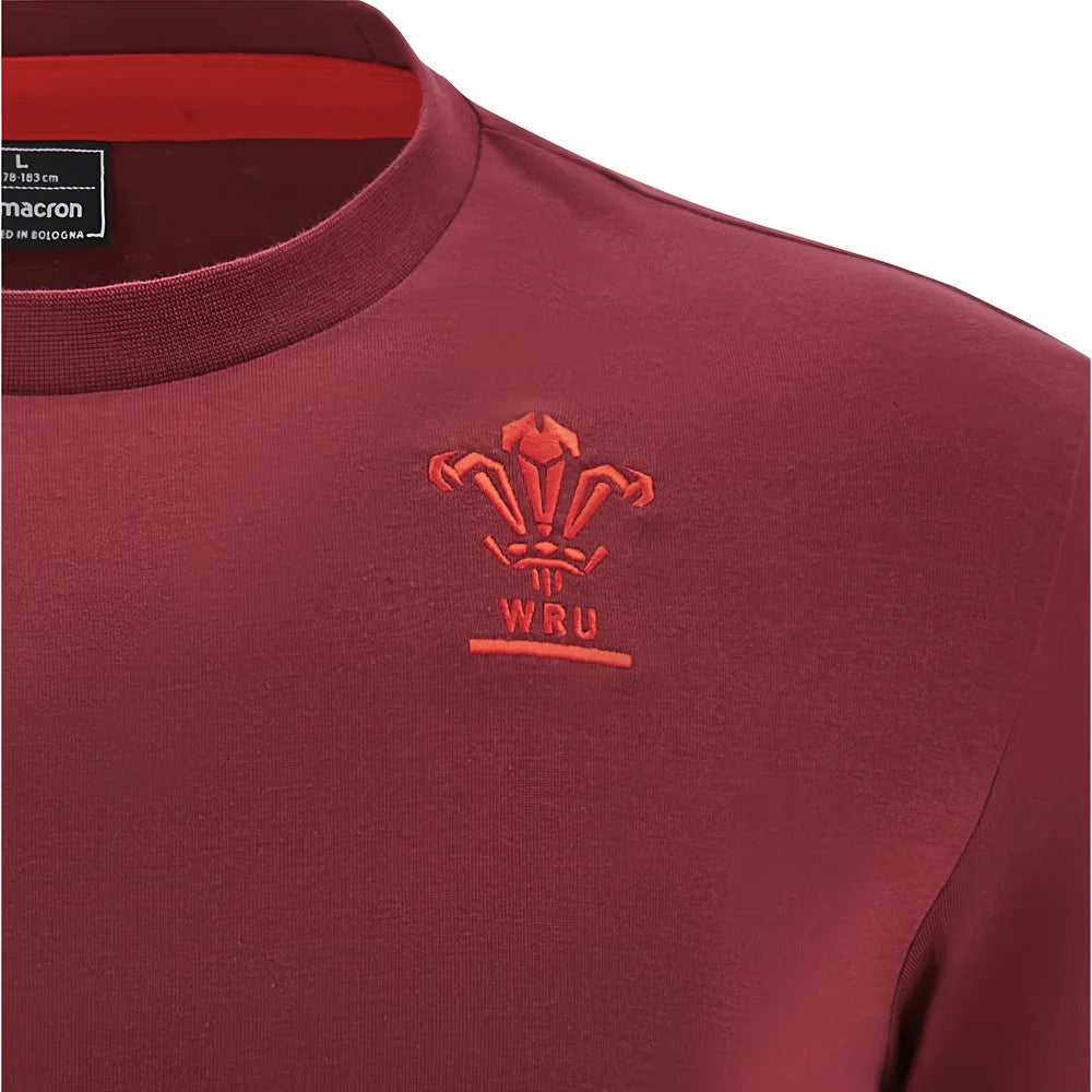 2025-2026 Wales WRU Rugby Travel Cotton Tee (Deep Red)_1